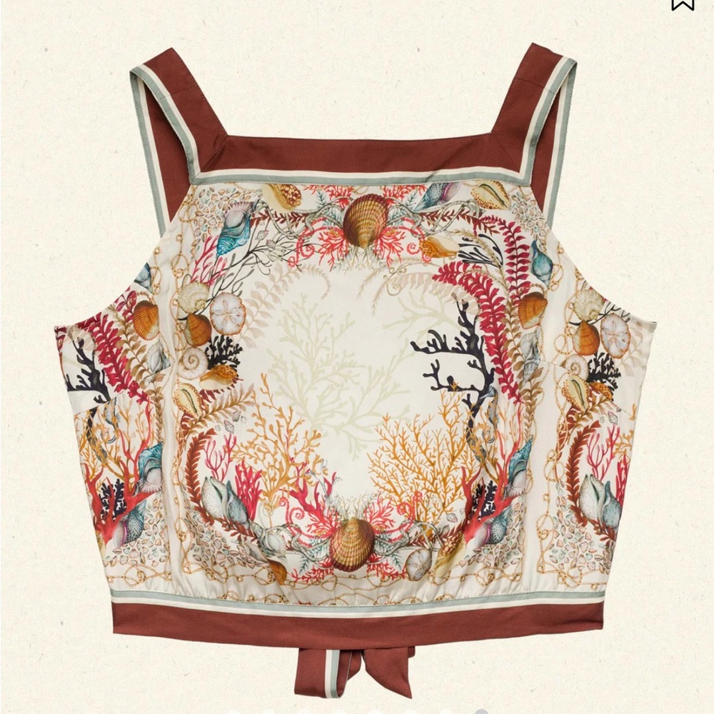 Doen Multicolor Coral Print Silk Tank Top (Nami Top)